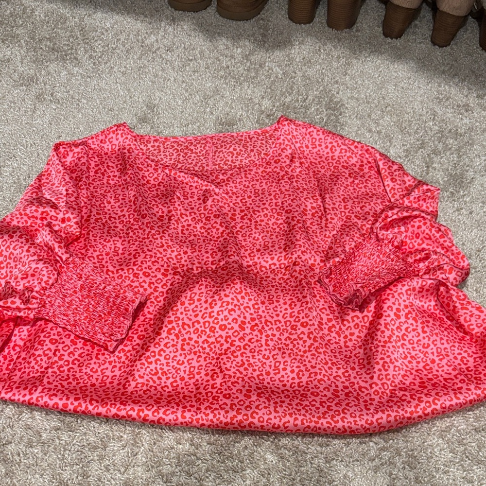 Pink Leopard Print Blouse
